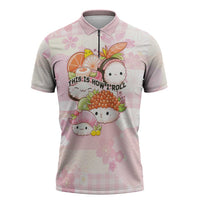Personalized Japanese Kawaii Sushi Zipper Polo Shirt Pink Wagara Palaka This Is How I Roll LT9 Pink - Polynesian Pride