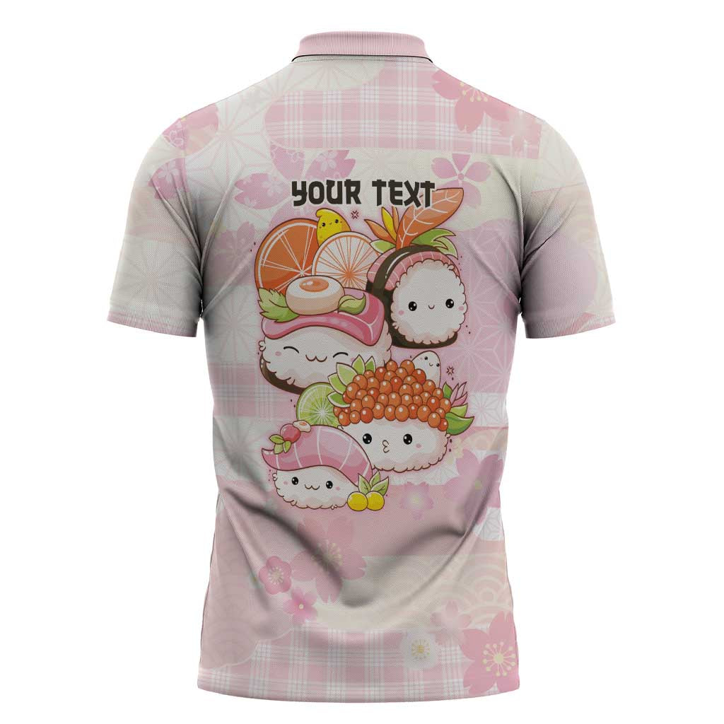 Personalized Japanese Kawaii Sushi Zipper Polo Shirt Pink Wagara Palaka This Is How I Roll LT9 - Polynesian Pride