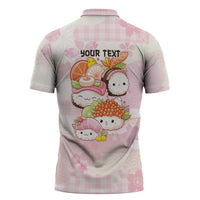 Personalized Japanese Kawaii Sushi Zipper Polo Shirt Pink Wagara Palaka This Is How I Roll LT9 - Polynesian Pride