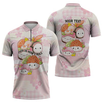 Personalized Japanese Kawaii Sushi Zipper Polo Shirt Pink Wagara Palaka This Is How I Roll LT9 - Polynesian Pride