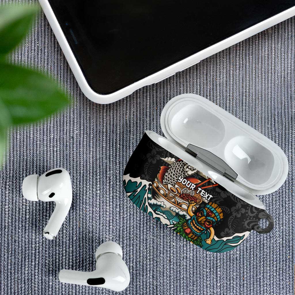 Personalized Japanese Koi Fish Ramen AirPods Case Tiki Surfing Wagara Hibiscus Pattern LT9 - Polynesian Pride