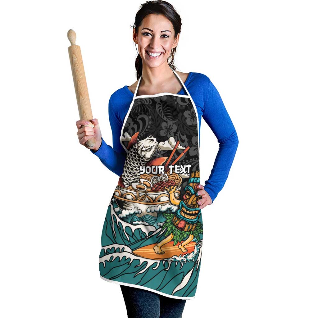 Personalized Japanese Koi Fish Ramen Apron Tiki Surfing Wagara Hibiscus Pattern LT9 - Polynesian Pride