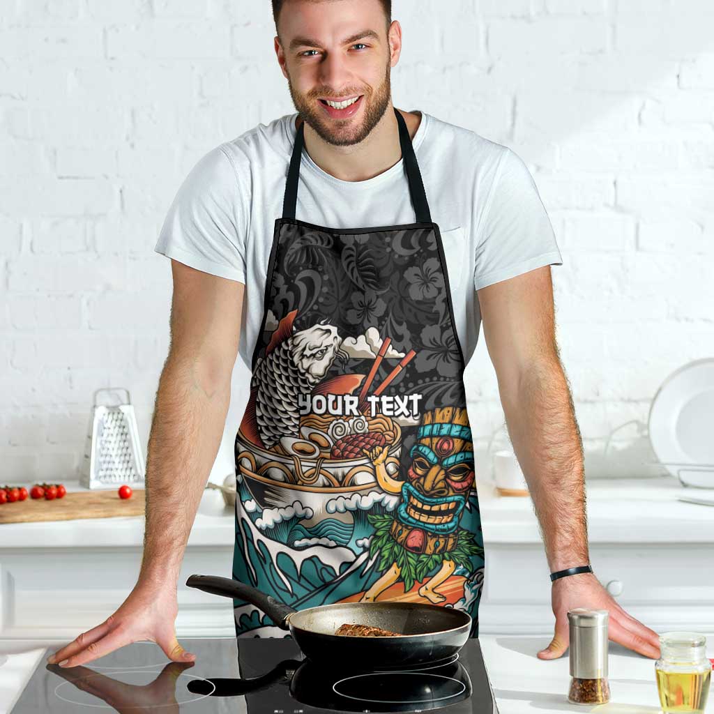 Personalized Japanese Koi Fish Ramen Apron Tiki Surfing Wagara Hibiscus Pattern LT9 - Polynesian Pride