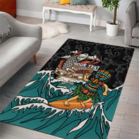 Personalized Japanese Koi Fish Ramen Area Rug Tiki Surfing Wagara Hibiscus Pattern LT9 - Polynesian Pride