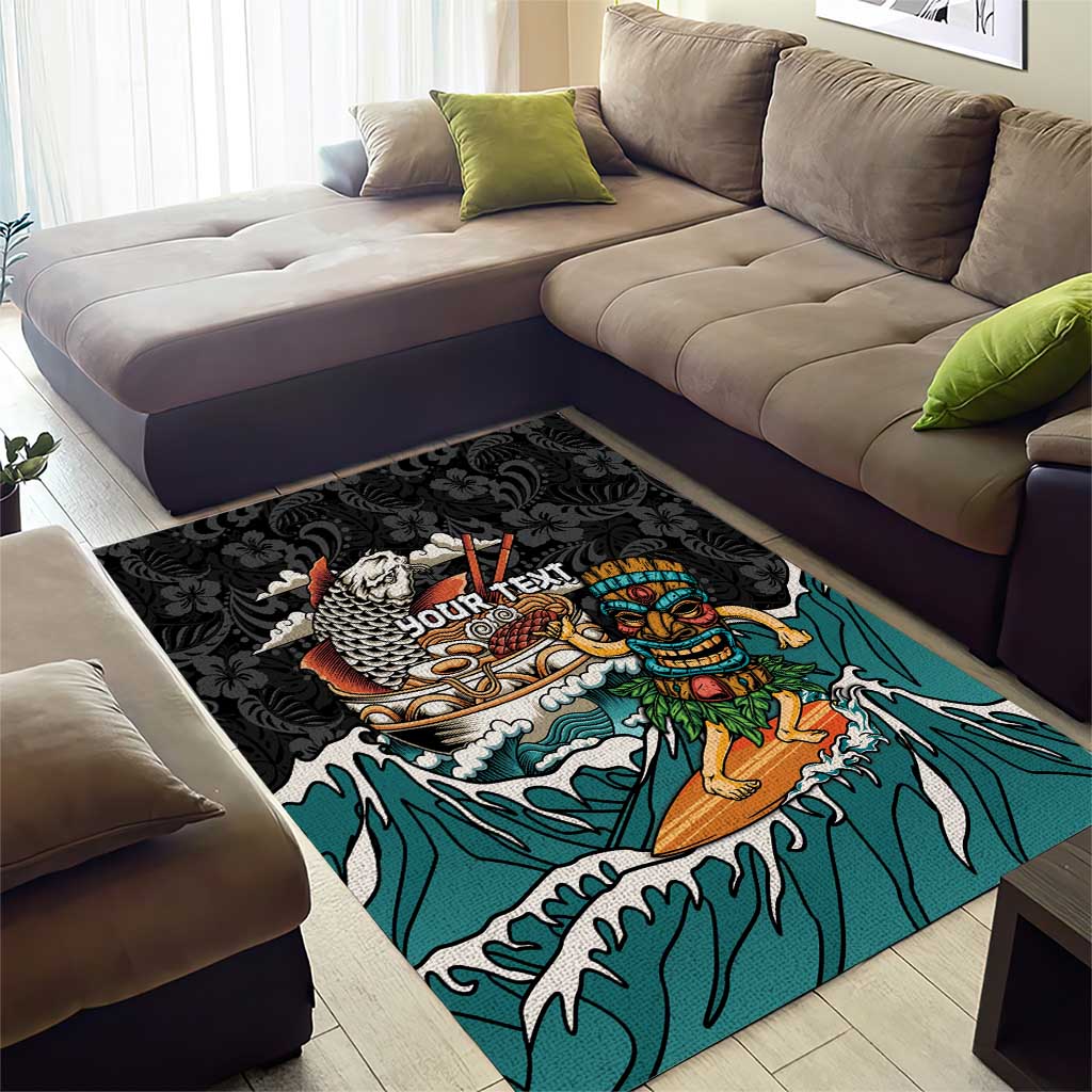 Personalized Japanese Koi Fish Ramen Area Rug Tiki Surfing Wagara Hibiscus Pattern LT9 - Polynesian Pride
