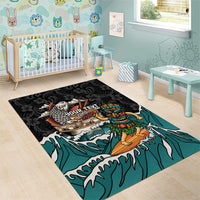 Personalized Japanese Koi Fish Ramen Area Rug Tiki Surfing Wagara Hibiscus Pattern LT9 - Polynesian Pride