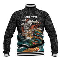 Personalized Japanese Koi Fish Ramen Baseball Jacket Tiki Surfing Wagara Hibiscus Pattern LT9 - Polynesian Pride