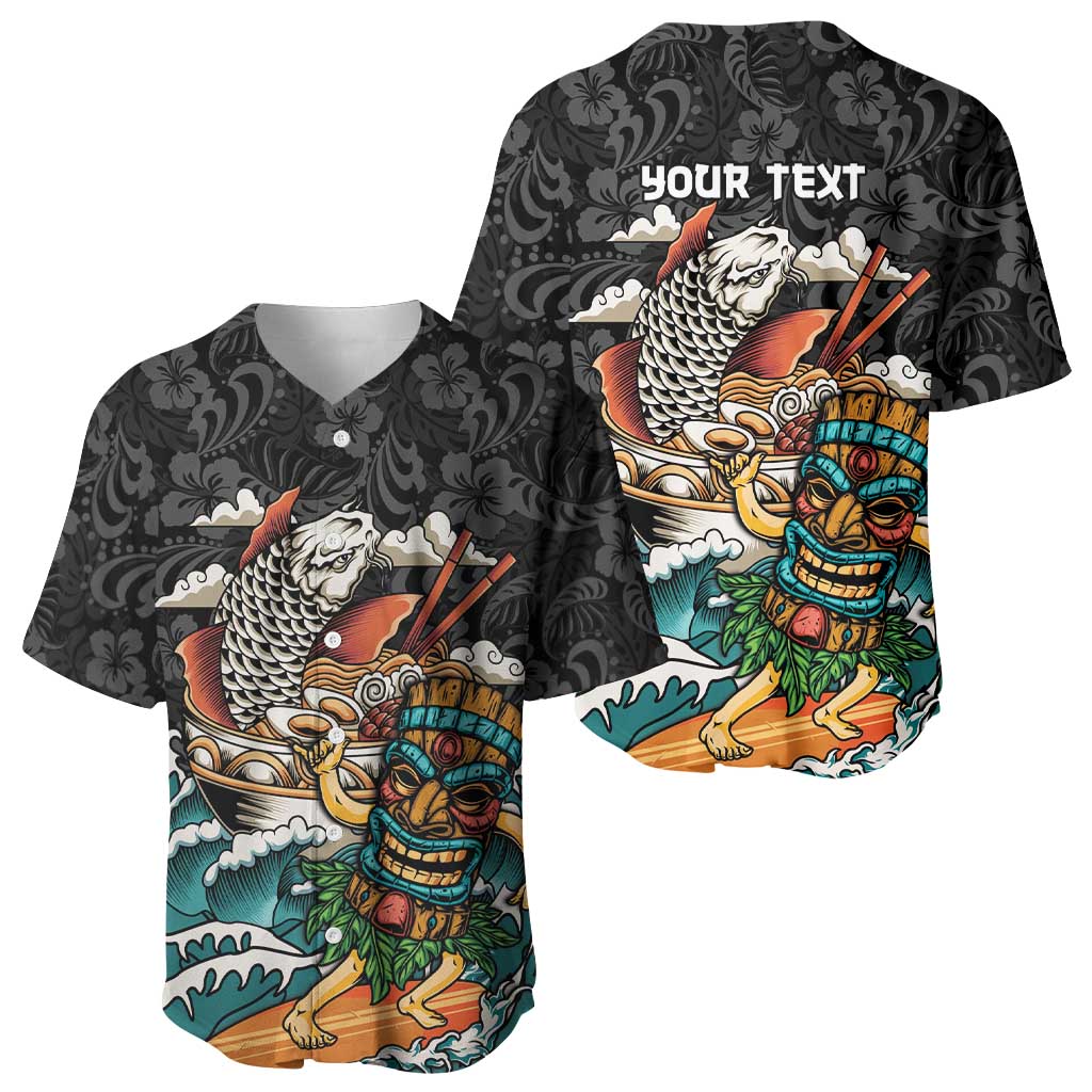 Personalized Japanese Koi Fish Ramen Baseball Jersey Tiki Surfing Wagara Hibiscus Pattern LT9 - Polynesian Pride