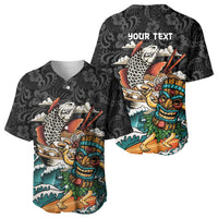 Personalized Japanese Koi Fish Ramen Baseball Jersey Tiki Surfing Wagara Hibiscus Pattern LT9 - Polynesian Pride