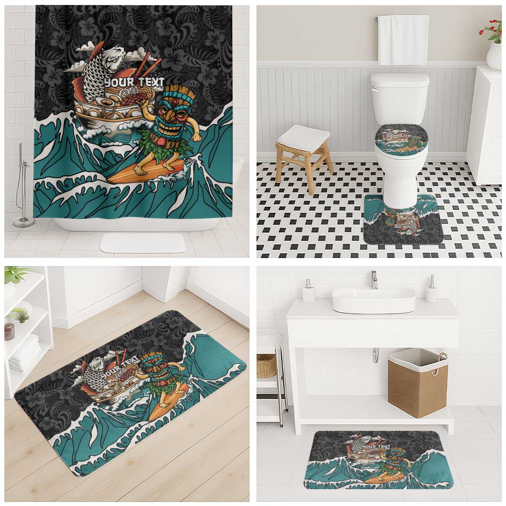 Personalized Japanese Koi Fish Ramen Bathroom Set Tiki Surfing Wagara Hibiscus Pattern LT9 - Polynesian Pride