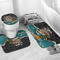 Personalized Japanese Koi Fish Ramen Bathroom Set Tiki Surfing Wagara Hibiscus Pattern LT9 Mat Set Only (3 pcs) One Size Black - Polynesian Pride