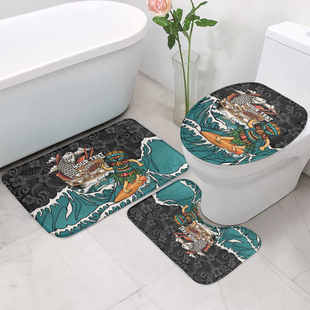 Personalized Japanese Koi Fish Ramen Bathroom Set Tiki Surfing Wagara Hibiscus Pattern LT9 - Polynesian Pride
