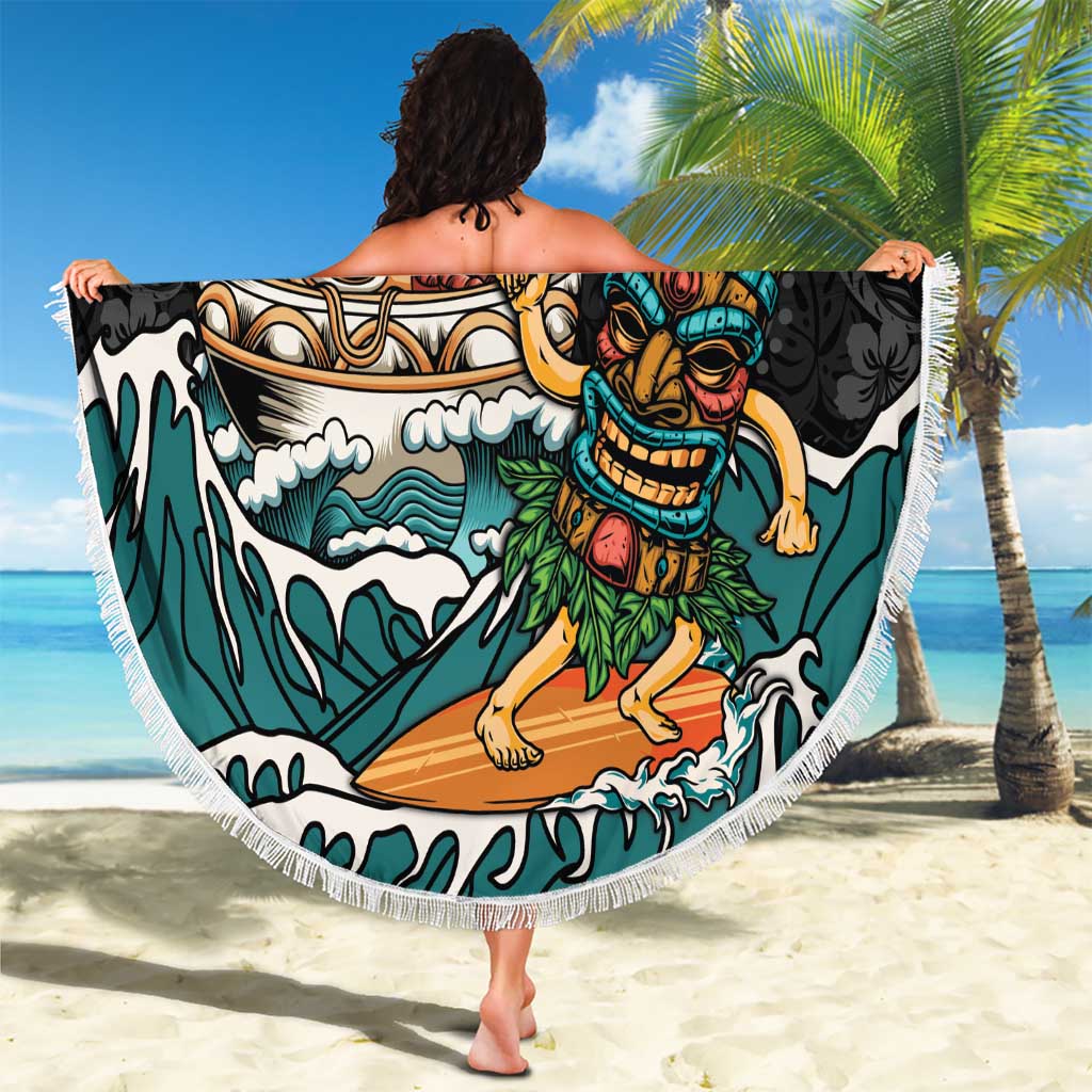 Personalized Japanese Koi Fish Ramen Beach Blanket Tiki Surfing Wagara Hibiscus Pattern LT9 - Polynesian Pride