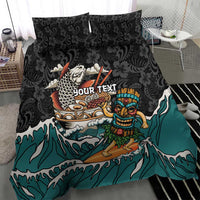Personalized Japanese Koi Fish Ramen Bedding Set Tiki Surfing Wagara Hibiscus Pattern LT9 - Polynesian Pride