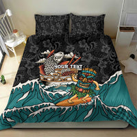 Personalized Japanese Koi Fish Ramen Bedding Set Tiki Surfing Wagara Hibiscus Pattern LT9 - Polynesian Pride