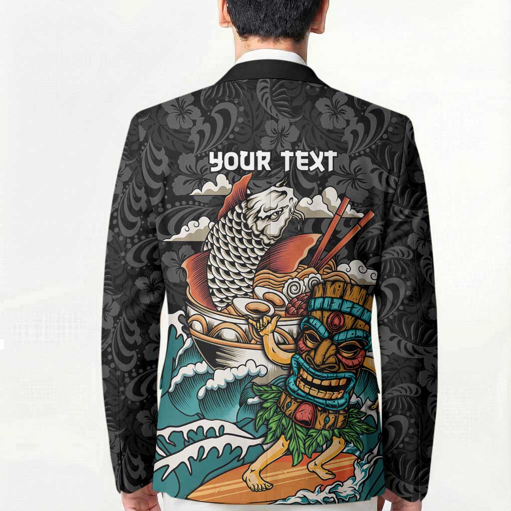 Personalized Japanese Koi Fish Ramen Blazer Tiki Surfing Wagara Hibiscus Pattern LT9 - Polynesian Pride