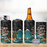 Personalized Japanese Koi Fish Ramen 4 in 1 Can Cooler Tumbler Tiki Surfing Wagara Hibiscus Pattern LT9 - Polynesian Pride