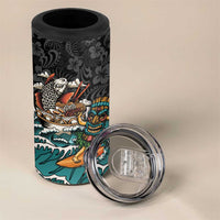 Personalized Japanese Koi Fish Ramen 4 in 1 Can Cooler Tumbler Tiki Surfing Wagara Hibiscus Pattern LT9 - Polynesian Pride