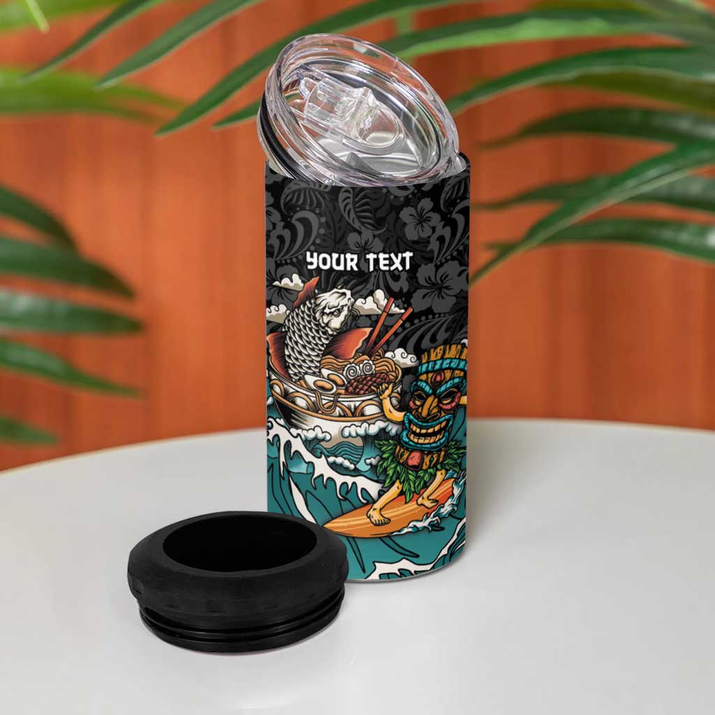 Personalized Japanese Koi Fish Ramen 4 in 1 Can Cooler Tumbler Tiki Surfing Wagara Hibiscus Pattern LT9 - Polynesian Pride