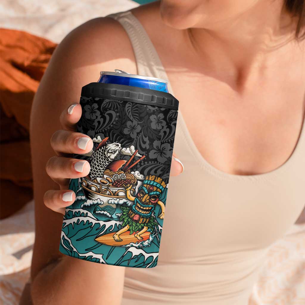 Personalized Japanese Koi Fish Ramen 4 in 1 Can Cooler Tumbler Tiki Surfing Wagara Hibiscus Pattern LT9 - Polynesian Pride