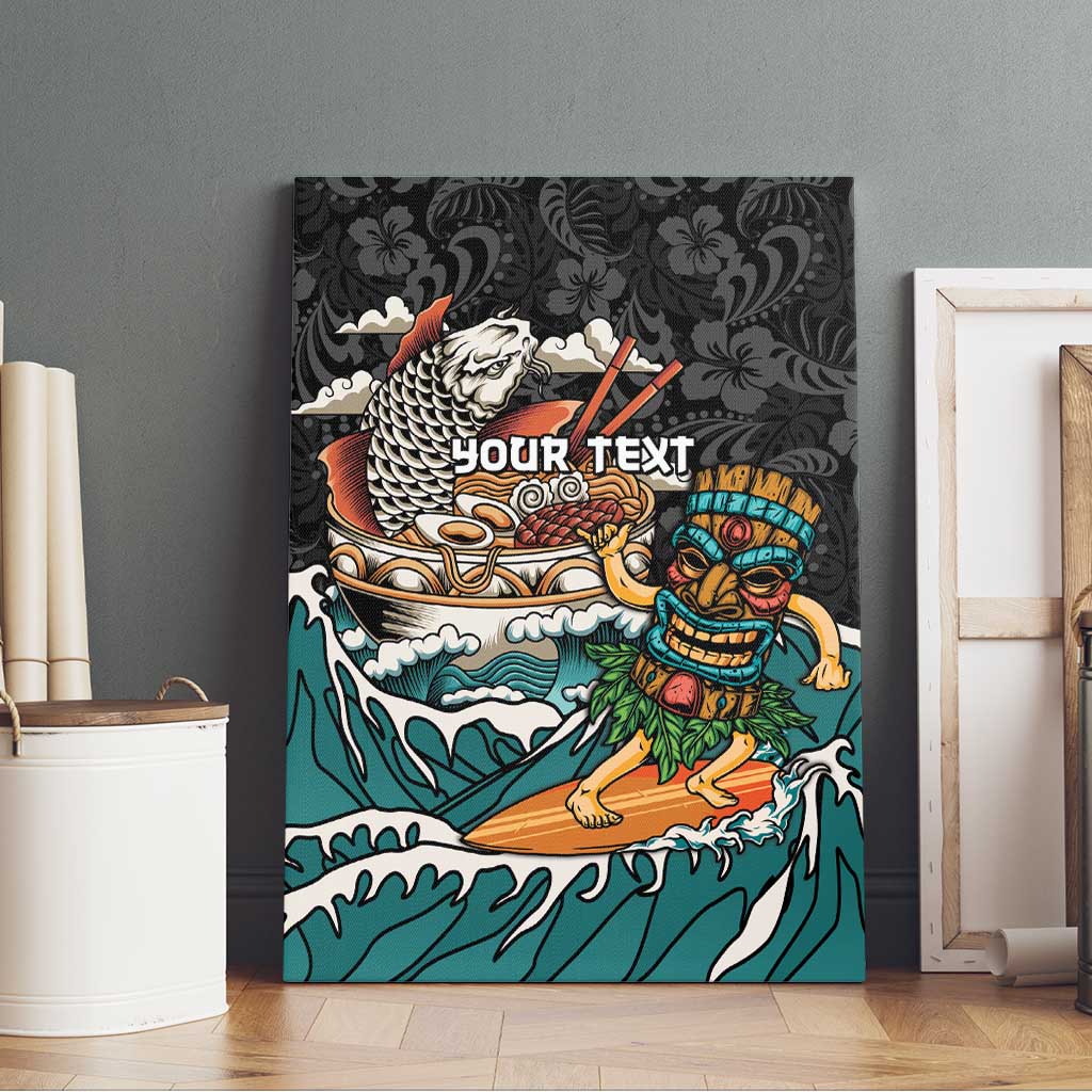 Personalized Japanese Koi Fish Ramen Canvas Wall Art Tiki Surfing Wagara Hibiscus Pattern LT9 - Polynesian Pride