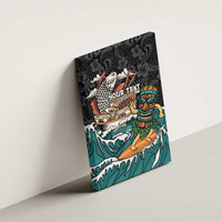 Personalized Japanese Koi Fish Ramen Canvas Wall Art Tiki Surfing Wagara Hibiscus Pattern LT9 - Polynesian Pride