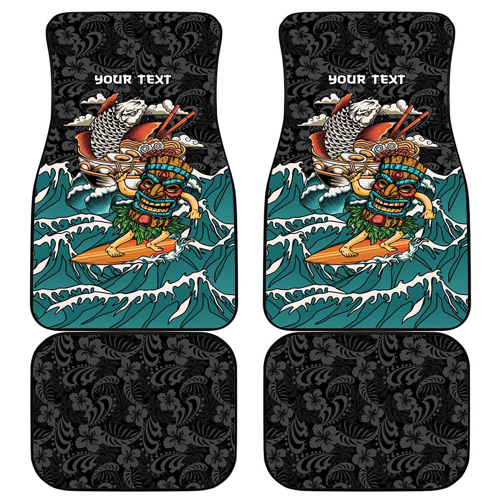 Personalized Japanese Koi Fish Ramen Car Mats Tiki Surfing Wagara Hibiscus Pattern LT9 - Polynesian Pride