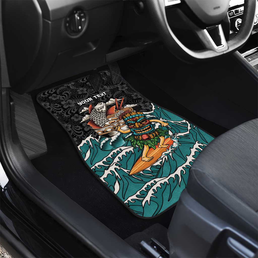Personalized Japanese Koi Fish Ramen Car Mats Tiki Surfing Wagara Hibiscus Pattern LT9 - Polynesian Pride