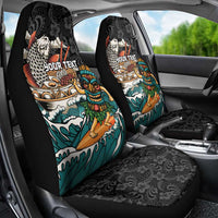 Personalized Japanese Koi Fish Ramen Car Seat Cover Tiki Surfing Wagara Hibiscus Pattern LT9 - Polynesian Pride