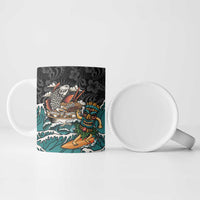 Personalized Japanese Koi Fish Ramen Ceramic Mug Tiki Surfing Wagara Hibiscus Pattern LT9 - Polynesian Pride