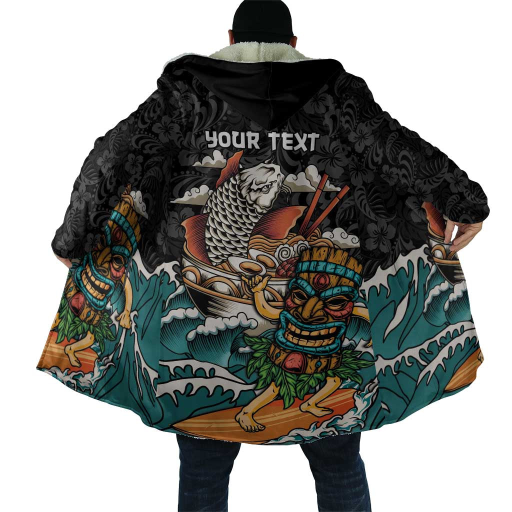 Personalized Japanese Koi Fish Ramen Cloak Tiki Surfing Wagara Hibiscus Pattern LT9 - Polynesian Pride