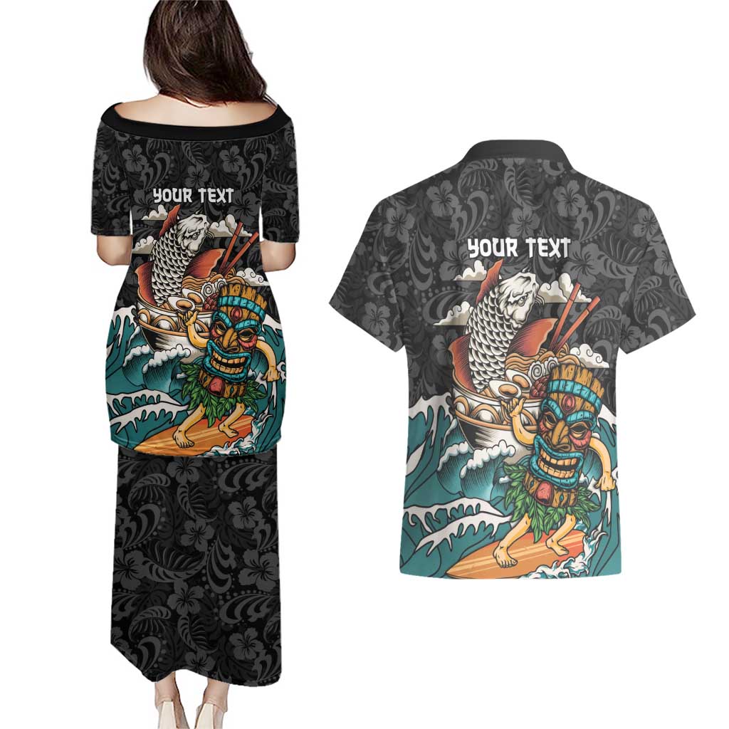 Personalized Japanese Koi Fish Ramen Couples Matching Puletasi and Hawaiian Shirt Tiki Surfing Wagara Hibiscus Pattern LT9 - Polynesian Pride