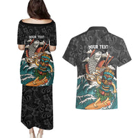Personalized Japanese Koi Fish Ramen Couples Matching Puletasi and Hawaiian Shirt Tiki Surfing Wagara Hibiscus Pattern LT9 - Polynesian Pride