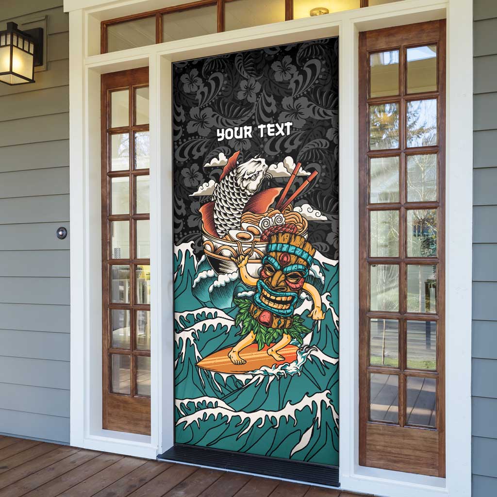Personalized Japanese Koi Fish Ramen Door Cover Tiki Surfing Wagara Hibiscus Pattern LT9 - Polynesian Pride