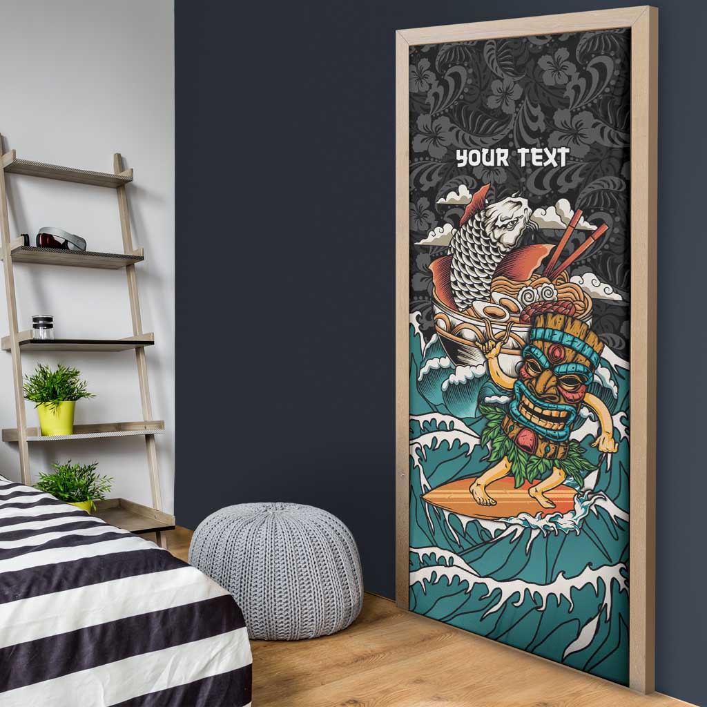 Personalized Japanese Koi Fish Ramen Door Cover Tiki Surfing Wagara Hibiscus Pattern LT9 - Polynesian Pride