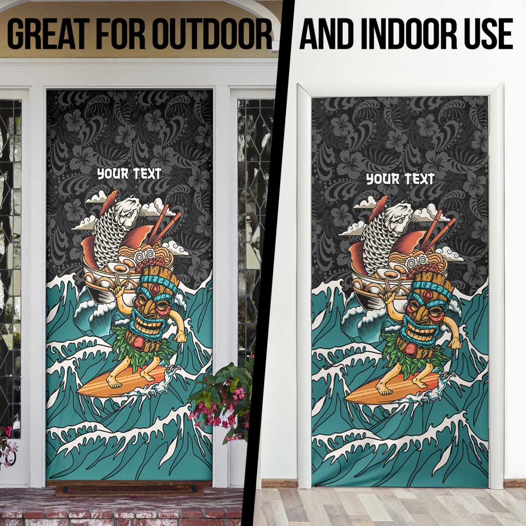 Personalized Japanese Koi Fish Ramen Door Cover Tiki Surfing Wagara Hibiscus Pattern LT9 - Polynesian Pride