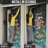 Personalized Japanese Koi Fish Ramen Door Cover Tiki Surfing Wagara Hibiscus Pattern LT9 - Polynesian Pride
