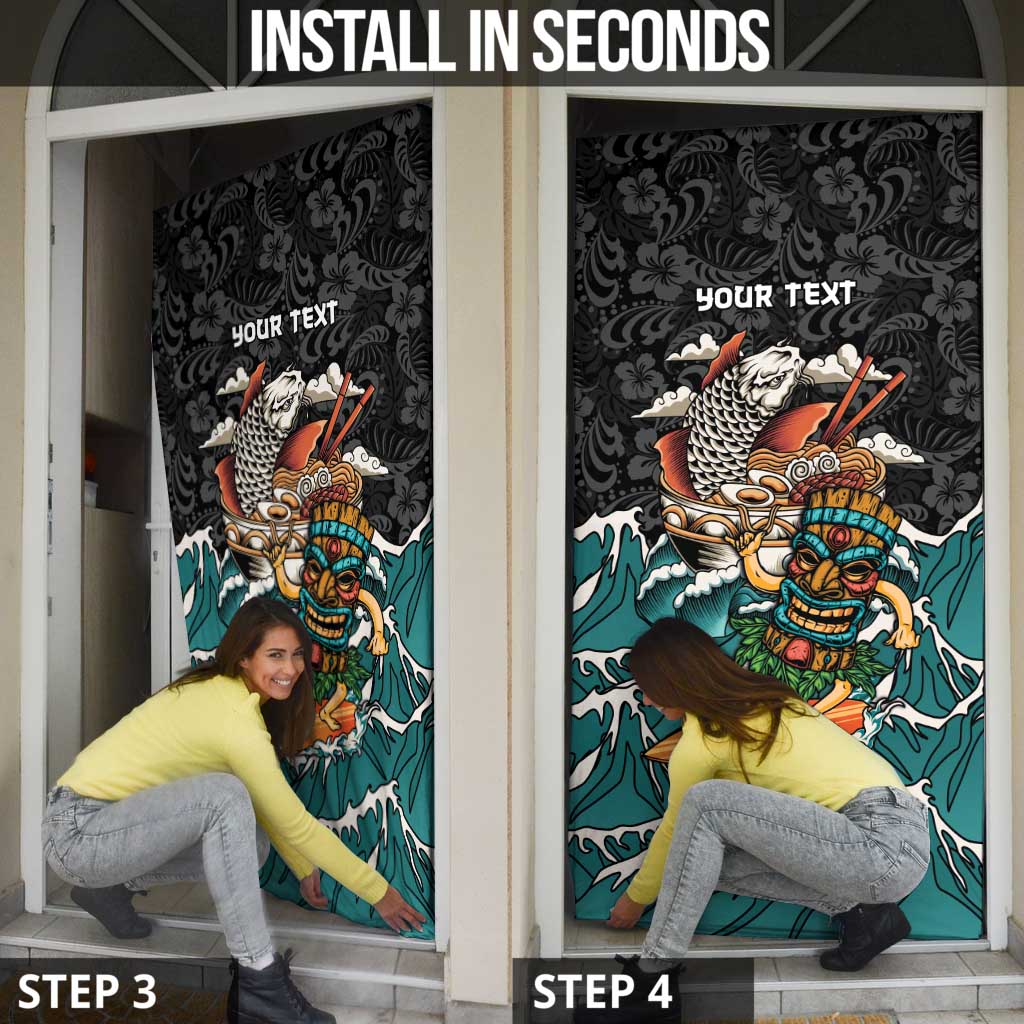 Personalized Japanese Koi Fish Ramen Door Cover Tiki Surfing Wagara Hibiscus Pattern LT9 - Polynesian Pride