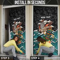 Personalized Japanese Koi Fish Ramen Door Cover Tiki Surfing Wagara Hibiscus Pattern LT9 - Polynesian Pride