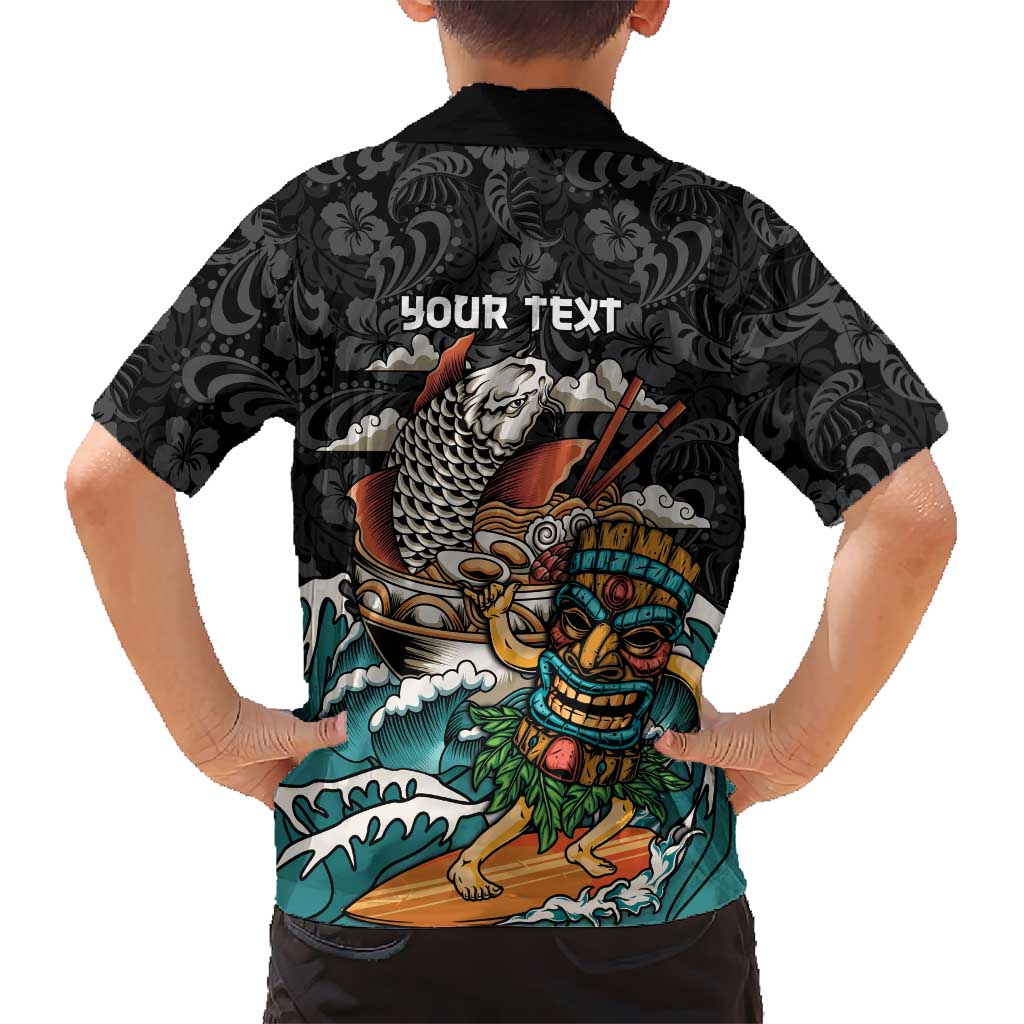 Personalized Japanese Koi Fish Ramen Family Matching Puletasi and Hawaiian Shirt Tiki Surfing Wagara Hibiscus Pattern LT9 - Polynesian Pride