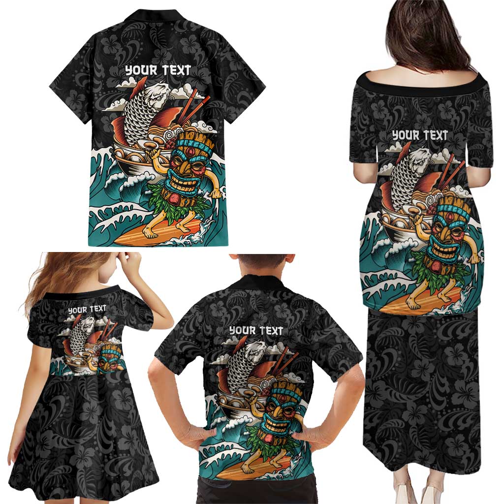 Personalized Japanese Koi Fish Ramen Family Matching Puletasi and Hawaiian Shirt Tiki Surfing Wagara Hibiscus Pattern LT9 - Polynesian Pride