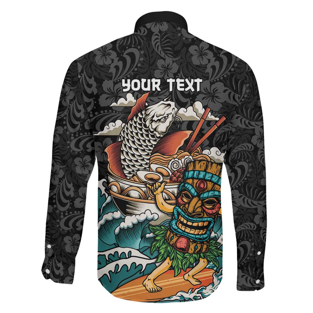 Personalized Japanese Koi Fish Ramen Family Matching Tank Maxi Dress and Hawaiian Shirt Tiki Surfing Wagara Hibiscus Pattern