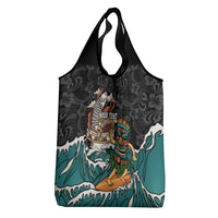 Personalized Japanese Koi Fish Ramen Grocery Bag Tiki Surfing Wagara Hibiscus Pattern LT9 - Polynesian Pride