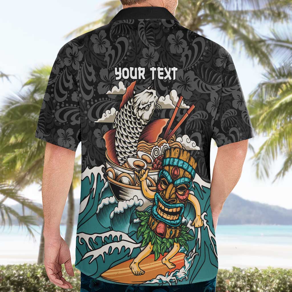 Personalized Japanese Koi Fish Ramen Hawaiian Shirt Tiki Surfing Wagara Hibiscus Pattern LT9 - Polynesian Pride