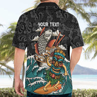 Personalized Japanese Koi Fish Ramen Hawaiian Shirt Tiki Surfing Wagara Hibiscus Pattern LT9 - Polynesian Pride