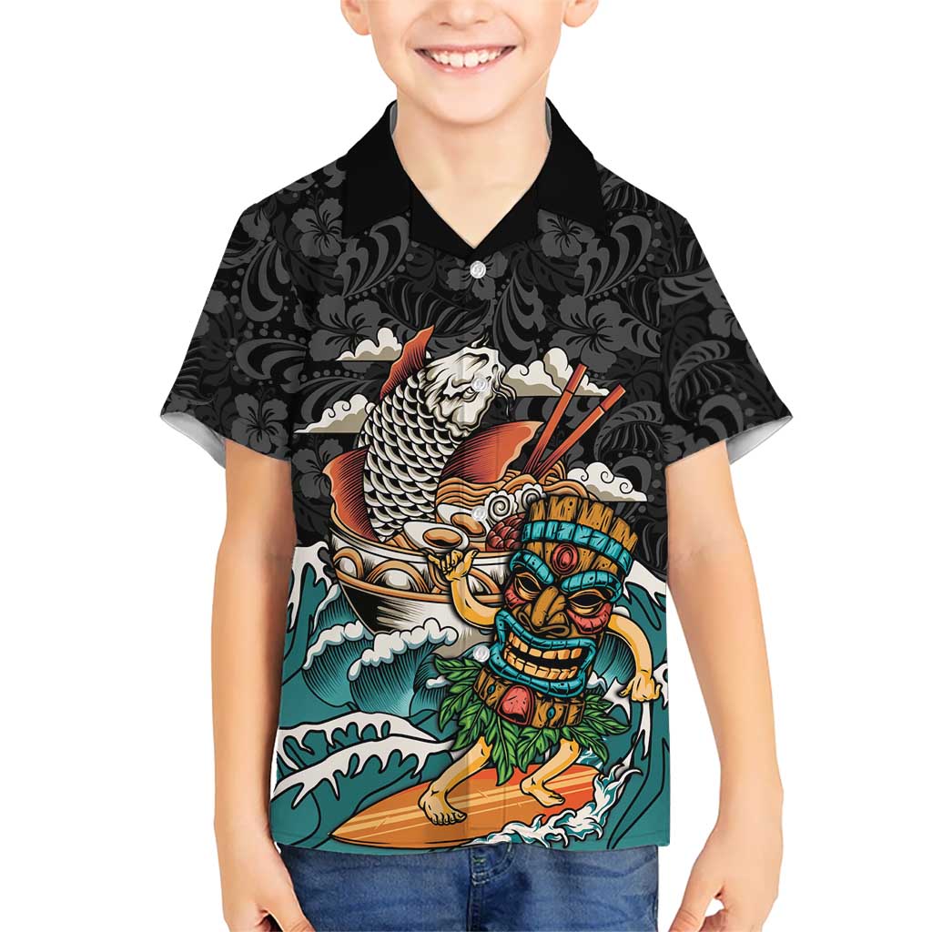 Personalized Japanese Koi Fish Ramen Hawaiian Shirt Tiki Surfing Wagara Hibiscus Pattern LT9 - Polynesian Pride