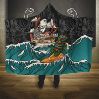 Personalized Japanese Koi Fish Ramen Hooded Blanket Tiki Surfing Wagara Hibiscus Pattern LT9 - Polynesian Pride