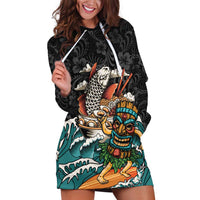 Personalized Japanese Koi Fish Ramen Hoodie Dress Tiki Surfing Wagara Hibiscus Pattern LT9 Black - Polynesian Pride