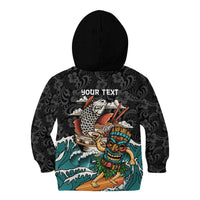 Personalized Japanese Koi Fish Ramen Kid Hoodie Tiki Surfing Wagara Hibiscus Pattern LT9 - Polynesian Pride