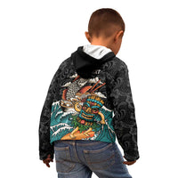 Personalized Japanese Koi Fish Ramen Kid Hoodie Tiki Surfing Wagara Hibiscus Pattern LT9 - Polynesian Pride